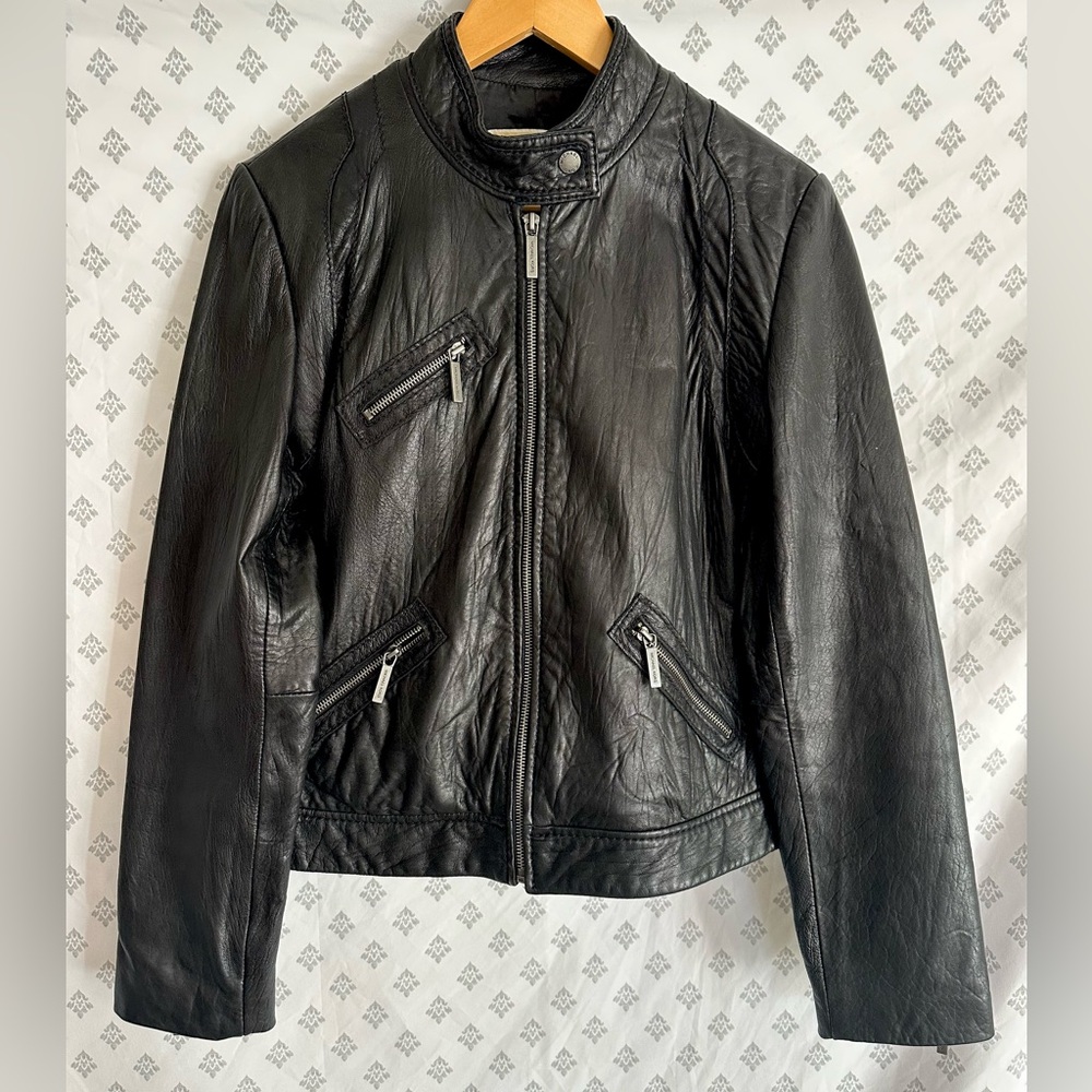 MICHAEL Michael Kors Black Genuine Leather Moto Jacket Women’s M